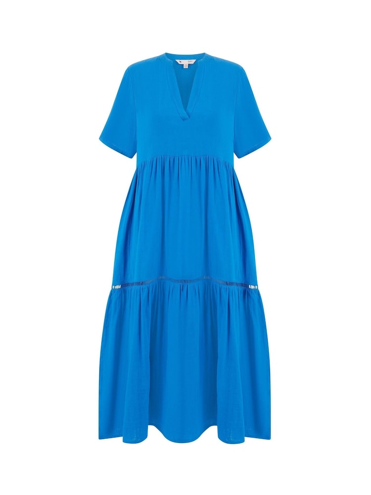 Yumi Blue Double 100% Cotton Long Kaftan - Image 4 of 4