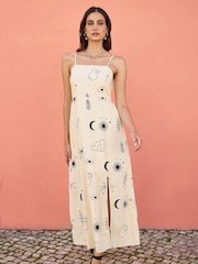 Yumi Cream Mystic Print Midi Sundress - Image 1 of 5