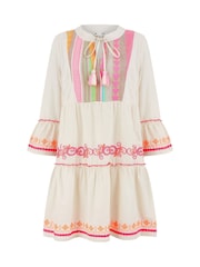Yumi Natural Embroidered 100% Cotton Tunic - Image 5 of 5