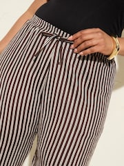 Friends Like These Chocolate Stripe Curve Crinkle Jersey Wide Leg Trousers - Image 2 of 4