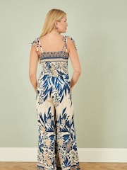 Azul - Yumi Palm Print Strappy Viscose Jumpsuit - Imagen 2 de 5