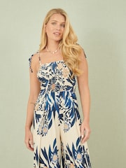 Azul - Yumi Palm Print Strappy Viscose Jumpsuit - Imagen 3 de 5