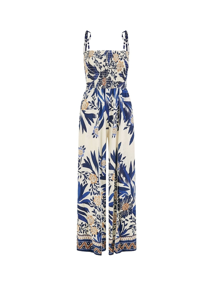 Azul - Yumi Palm Print Strappy Viscose Jumpsuit - Imagen 5 de 5