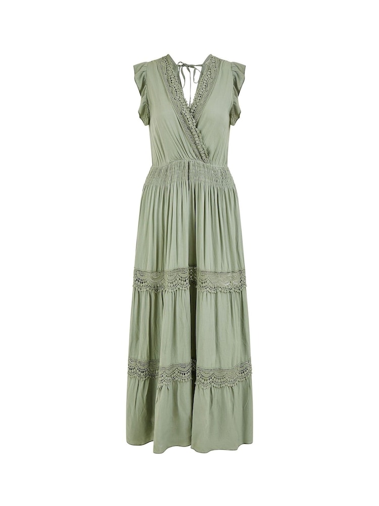 Yumi Viscose Lace Trim Wrap Maxi Dress - Imagen 5 de 5 Yumi Viscose Lace Trim Wrap Maxi Dress - Imagen 5 de 5