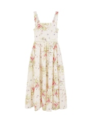 Yumi Cream Floral Broderie Anglaise 100% Cotton Midi Sun Dress - Image 5 of 5