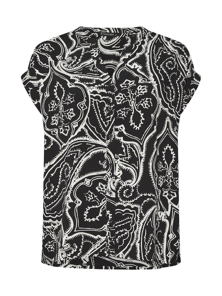 Evans Paisley Printed Black Shirt - Imagem 6 de 6