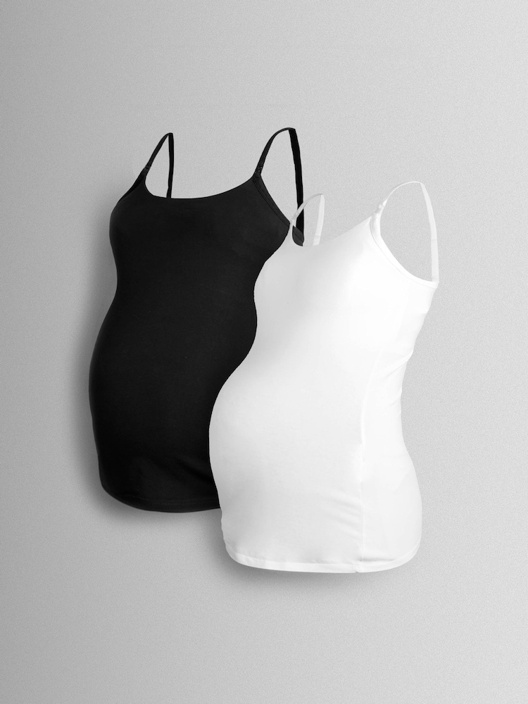 JoJo Maman Bébé White 2-Pack Maternity & Nursing Vest Tops - Image 1 of 15