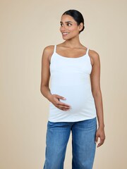 JoJo Maman Bébé White 2-Pack Maternity & Nursing Vest Tops - Image 6 of 15