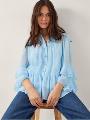 Monsoon Blue Anais Frill Swing Blouse - Image 1 of 5