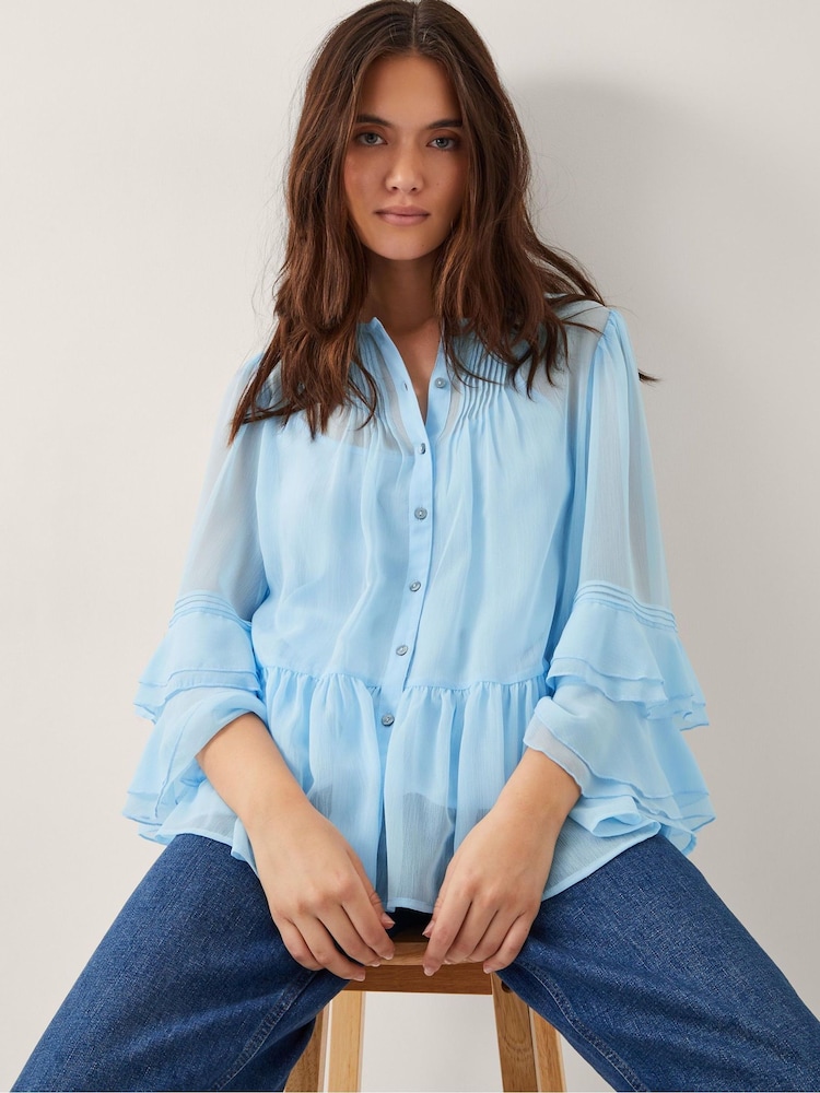 Monsoon Blue Anais Frill Swing Blouse - Image 1 of 5