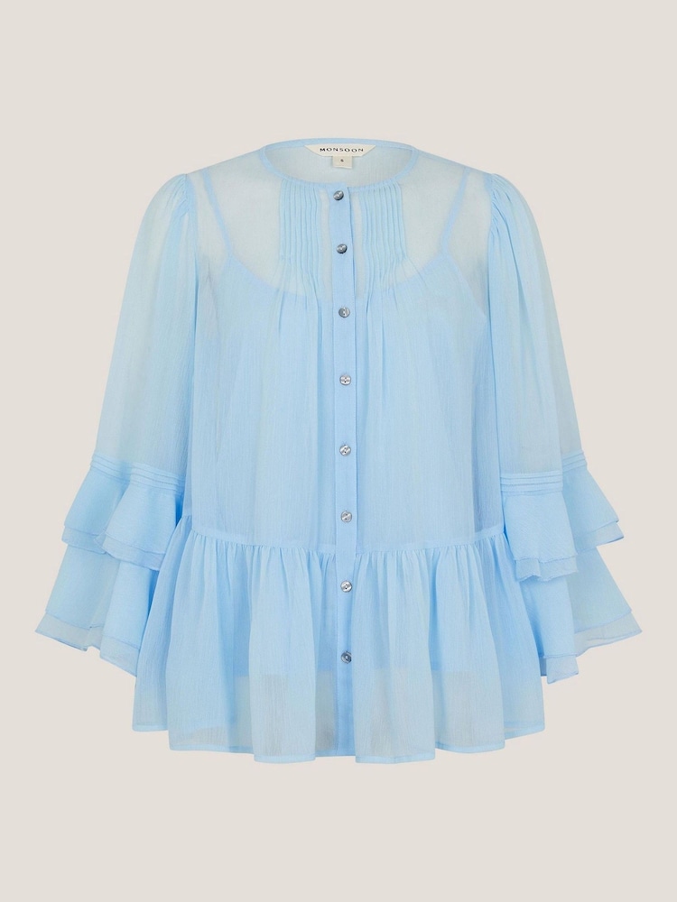 Monsoon Blue Anais Frill Swing Blouse - Image 5 of 5