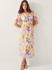 Monsoon Natural Madeline Floral Midi Dress - Image 1 of 4