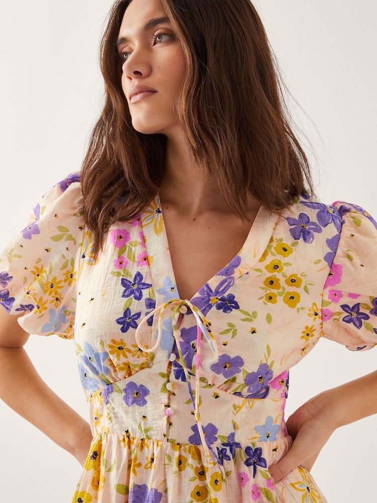 Monsoon Natural Madeline Floral Midi Dress - Image 4 of 4