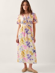 Monsoon Natural Madeline Floral Midi Dress - Image 5 of 6