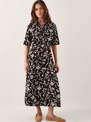 Monsoon Black Ulla Floral Print Jersey 100% Cotton Dress - Image 1 of 5