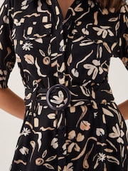Monsoon Black Ulla Floral Print Jersey 100% Cotton Dress - Image 2 of 5