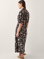 Monsoon Black Ulla Floral Print Jersey 100% Cotton Dress - Image 3 of 5