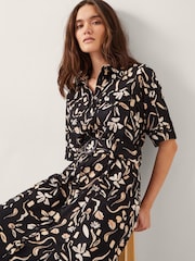 Monsoon Black Ulla Floral Print Jersey 100% Cotton Dress - Image 4 of 5