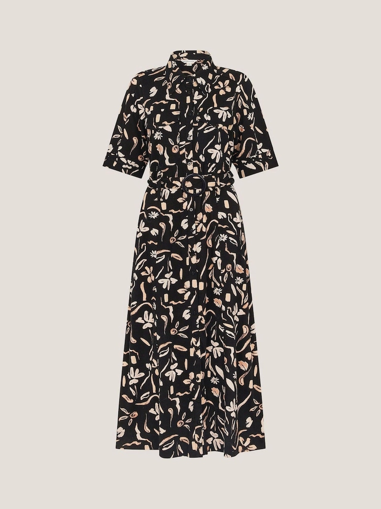 Monsoon Black Ulla Floral Print Jersey 100% Cotton Dress - Image 5 of 5