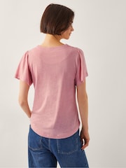 Monsoon Pink Mabel Linen Blend T-Shirt - Image 3 of 5