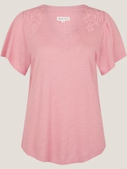 Monsoon Pink Mabel Linen Blend T-Shirt - Image 5 of 5