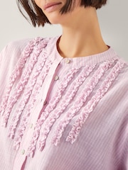 Monsoon Pink Laura Ruffle Stripe 100% Cotton Shirt - Image 4 of 5