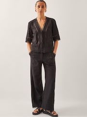Monsoon Black Hayley Embroidered Trousers - Image 1 of 6