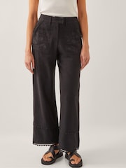 Monsoon Black Hayley Embroidered Trousers - Image 2 of 6