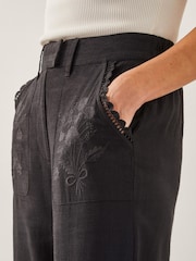 Monsoon Black Hayley Embroidered Trousers - Image 3 of 6