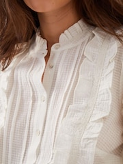 Monsoon White Meesha Frill Short Sleeve 100% Cotton Shirt - Image 2 of 5