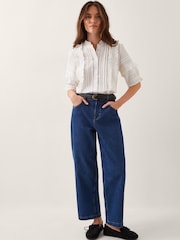 Monsoon White Meesha Frill Short Sleeve 100% Cotton Shirt - Image 3 of 5