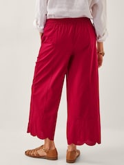 Monsoon Red Orla Broderie Cropped 100% Cotton Trousers - Image 3 of 6