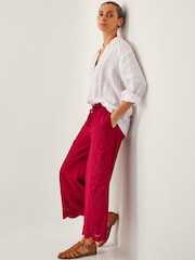 Monsoon Red Orla Broderie Cropped 100% Cotton Trousers - Image 5 of 6