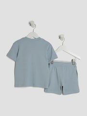 River Island Blue Boys 100% Cotton T-Shirt and Short Set - Image 2 of 5