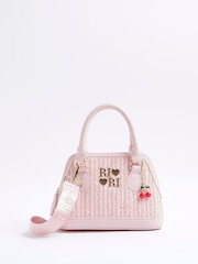 River Island Pink Girls Raffia Cherry Bag - Image 1 of 5