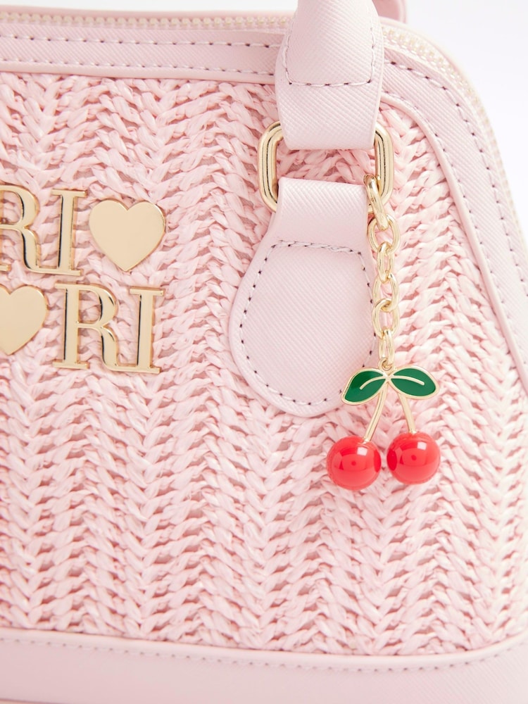 River Island Pink Girls Raffia Cherry Bag - Image 5 of 5