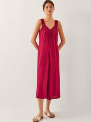 Monsoon Red Rachel Embroidered Wide Leg Jumpsuit - Image 1 of 4