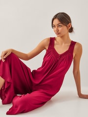 Monsoon Red Rachel Embroidered Wide Leg Jumpsuit - Image 2 of 4