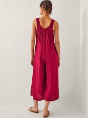 Monsoon Red Rachel Embroidered Wide Leg Jumpsuit - Image 3 of 4