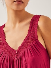Monsoon Red Rachel Embroidered Wide Leg Jumpsuit - Image 4 of 4