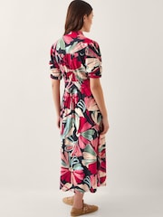 Monsoon Red Jemima Floral Midi Shirt 100% Cotton Dress - Image 2 of 5