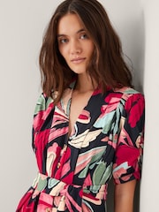 Monsoon Red Jemima Floral Midi Shirt 100% Cotton Dress - Image 3 of 5