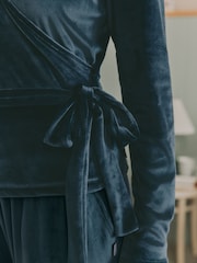 Laura Ashley Navy Cosy Button Through Wrap Pyjamas - Image 5 of 7