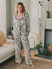 Laura Ashley Monochrome Lloyd Viscose Button Through Pyjamas - Image 1 of 12