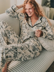 Laura Ashley Monochrome Lloyd Viscose Button Through Pyjamas - Image 2 of 12