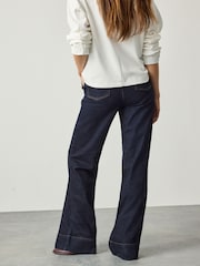 Denim Rinse Gold Button Front Wide Leg Jeans - Image 5 of 9