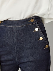 Denim Rinse Gold Button Front Wide Leg Jeans - Image 6 of 9