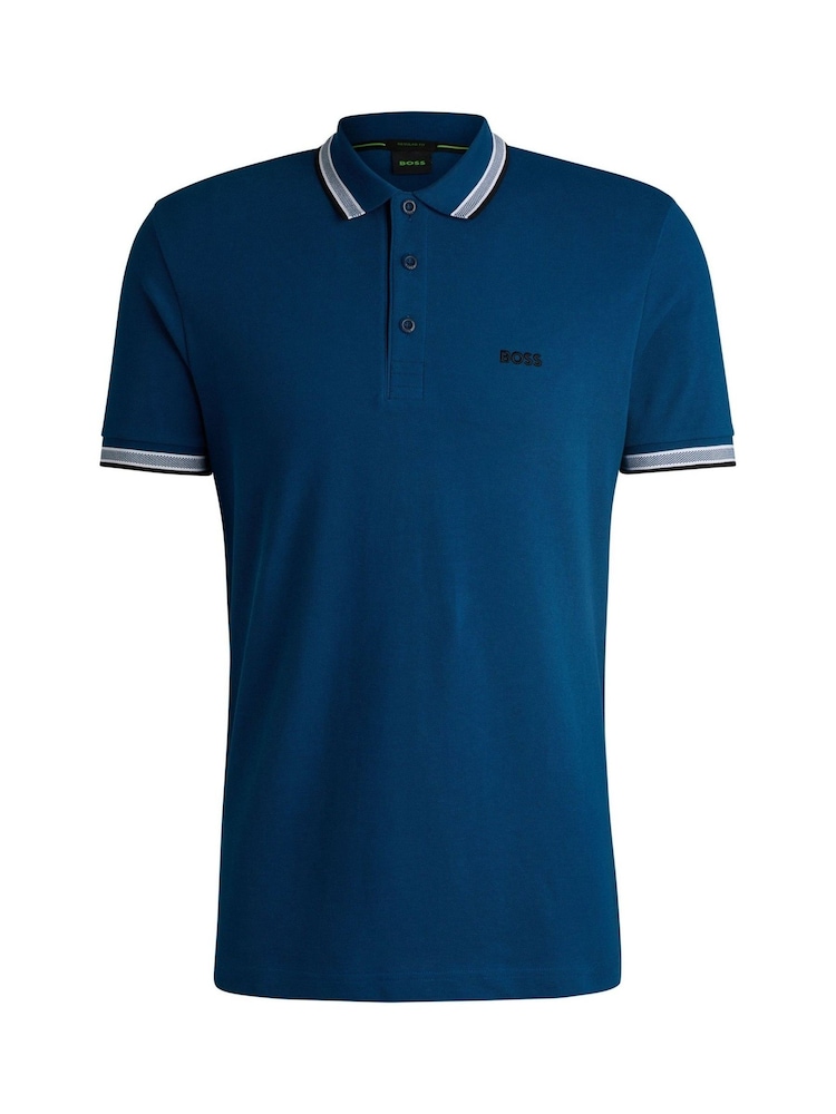 BOSS Blue Regular Fit Paddy Tipped Collar Polo Shirt - Image 1 of 1
