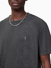 AllSaints Grey Saka Short Sleeve 100% Organic Cotton Crew T-Shirt - Image 5 of 6