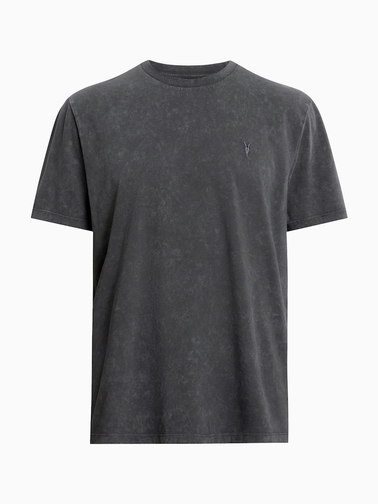 AllSaints Grey Saka Short Sleeve 100% Organic Cotton Crew T-Shirt - Image 6 of 6